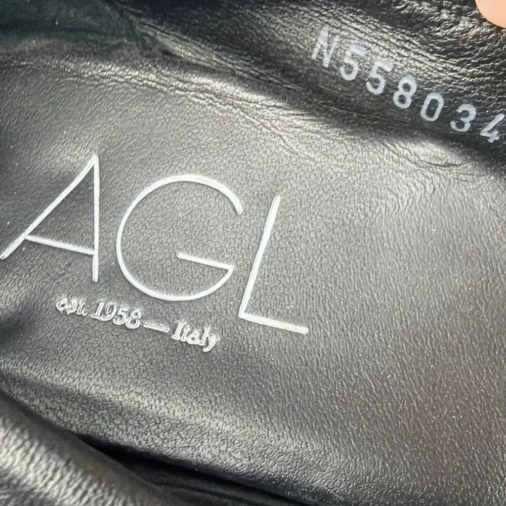 AGL Monika Ballet Flats Black Size 38.5 Italian Leather Quiet Luxury Minimalist